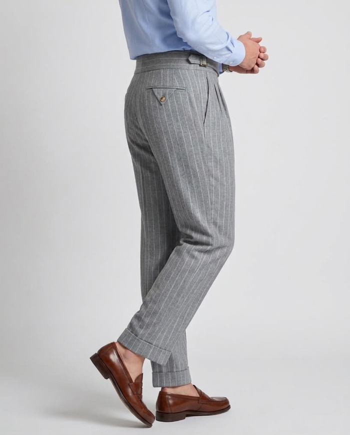 VBC Granite Grey Striped Wool Pants