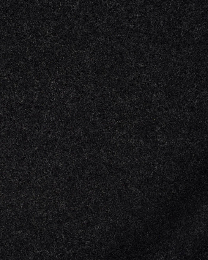 Close up of the wool flannel vest for men by Luxire in charcoal grey 2