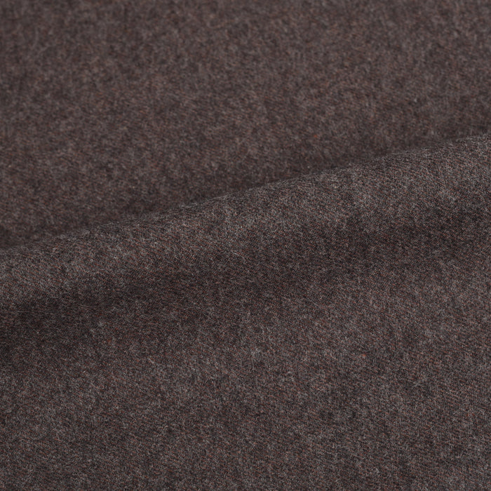 Close up of wool flannel vest for men by Luxire in mahagony brown 2