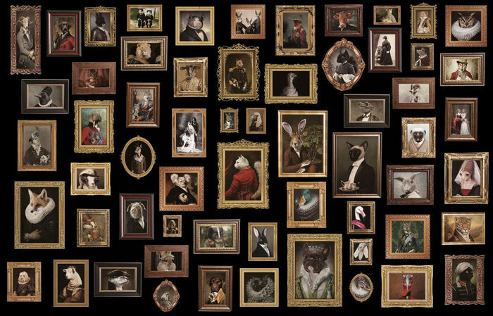 Victorian Animals in Frames Wallpaper | Vintage Portrait Gallery Wall Mural