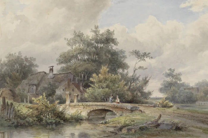 Vintage Village View Wallpaper Mural: Scenic River Palace Peel & Stick