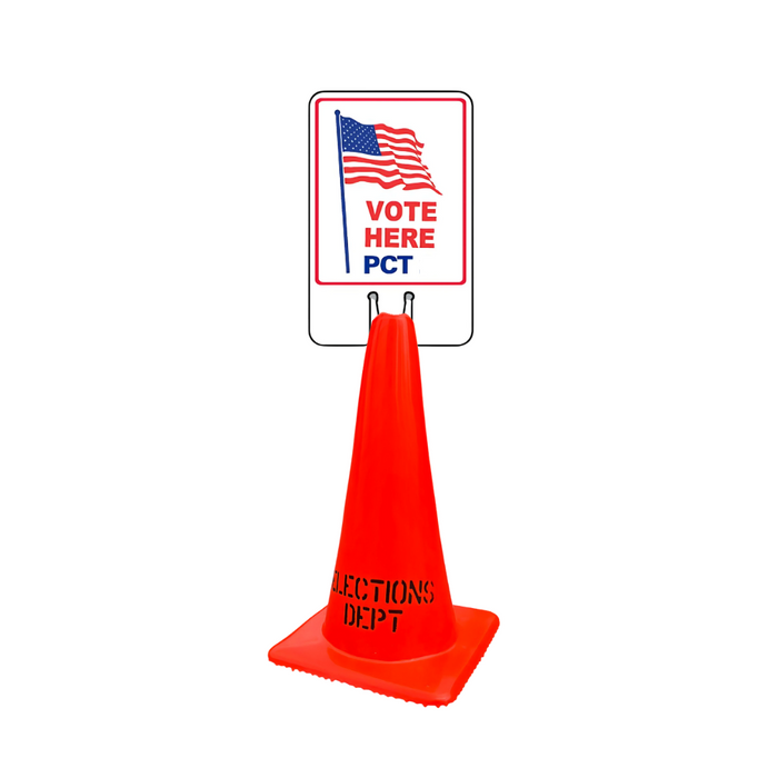 VOTE HERE PCT DOUBLE-SIDED Cone Topper Sign (SG-202I1)