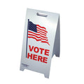 VOTE HERE with American Flag Pre-Printed A-Frame Sign (SG-153)