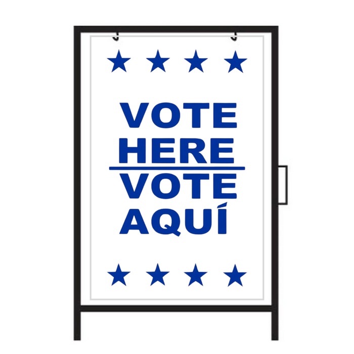 VOTE HERE/VOTE AQUI STAR DOUBLE-SIDED Metal A-Frame Sign (SG-205A2)
