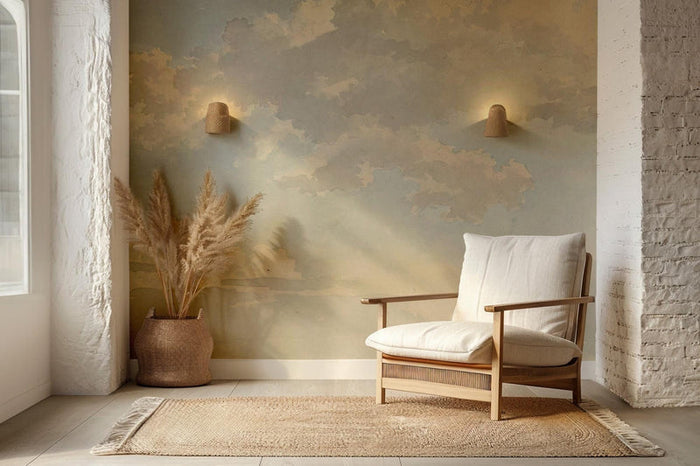 Watercolor Clouds Wallpaper Mural: Soft Colors, Peel and Stick