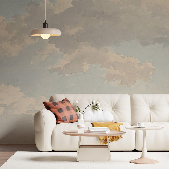 Watercolor Clouds Wallpaper Mural: Soft Colors, Peel and Stick