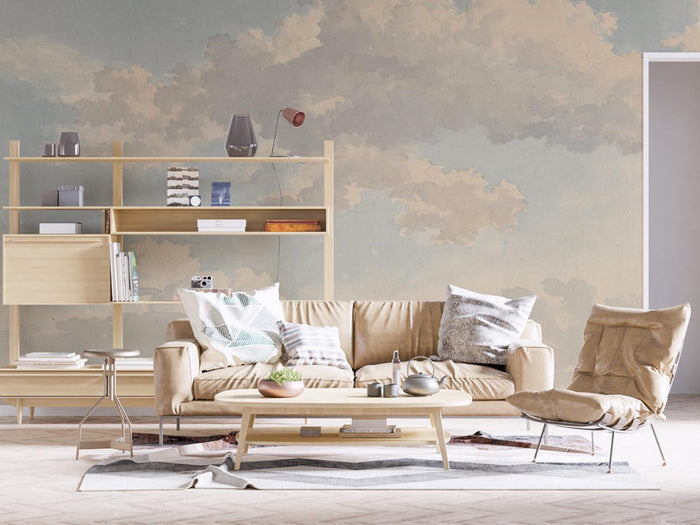 Watercolor Clouds Wallpaper Mural: Soft Colors, Peel and Stick