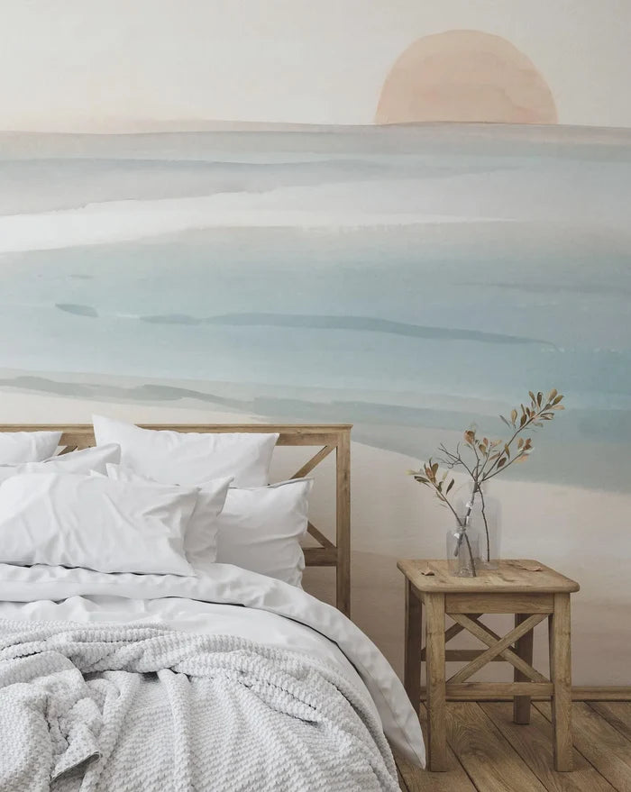 Watercolor Sea Wallpaper: Soft Blue Pastel Peel and Stick