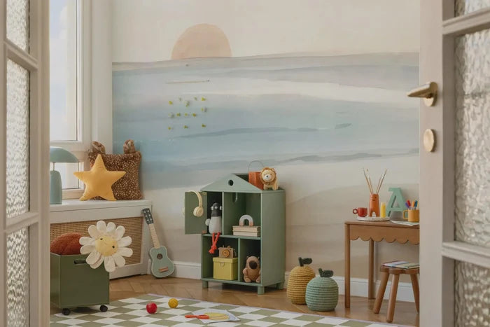 Watercolor Sea Wallpaper: Soft Blue Pastel Peel and Stick