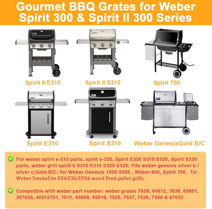 WEBER GBS Cooking Grate Set Spirit 3XX Cooking Grates, 64812