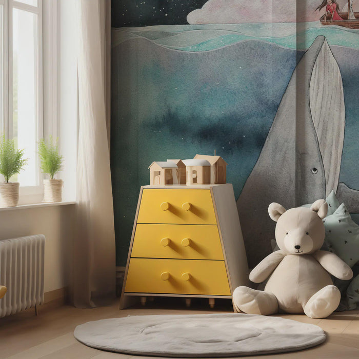 Whale Nursery Wallpaper Mural: Sea Dream Kids Room Decor