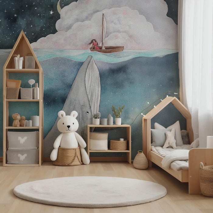 Whale Nursery Wallpaper Mural: Sea Dream Kids Room Decor