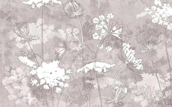 White Wildflowers Wallpaper: Boho Floral Wall Decal (Peel and Stick)