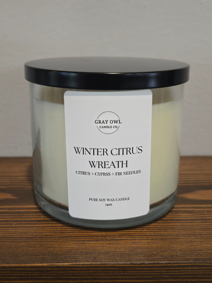 Winter Citrus Wreath Candle | 3 Wick