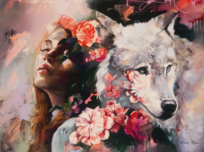 Woman and Wolf Love Wallpaper - Modern Wallpaper