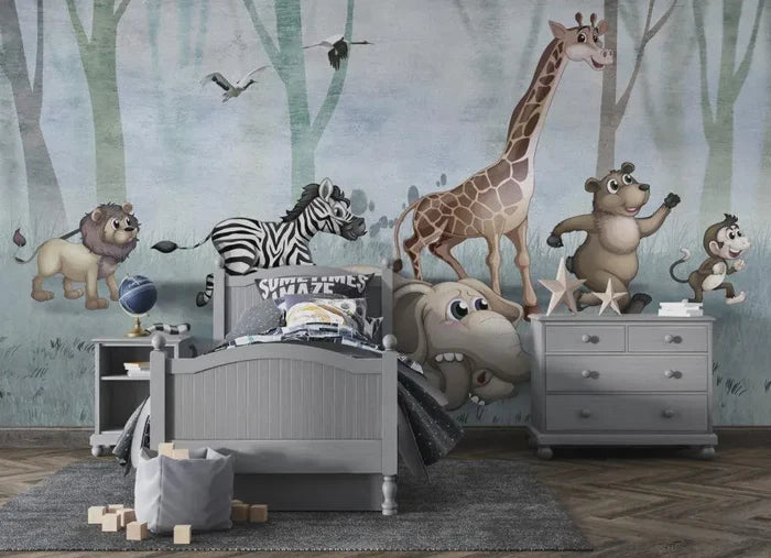 Woodland Animals Wallpaper Mural: Forest Nursery Wall Decal