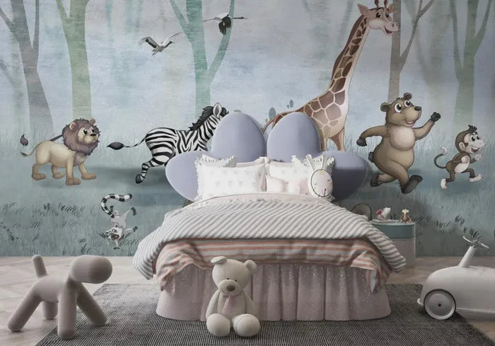 Woodland Animals Wallpaper Mural: Forest Nursery Wall Decal