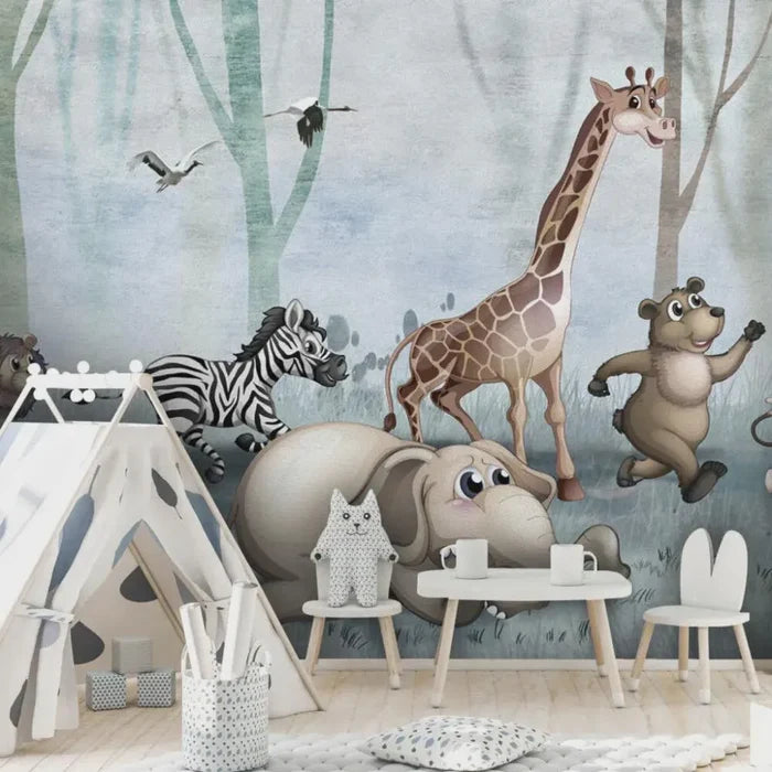 Woodland Animals Wallpaper Mural: Forest Nursery Wall Decal