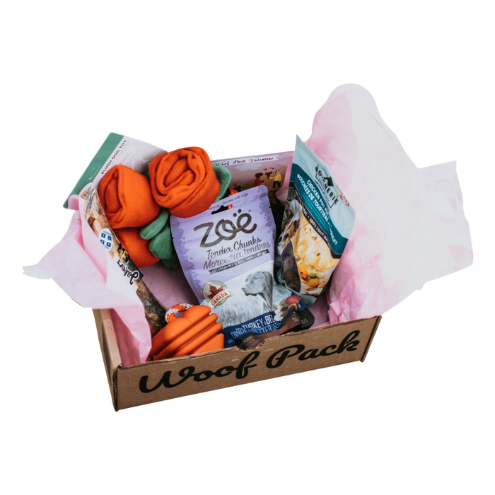 Woof Pack Dog Toys & Treats Box