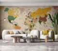 World Map Peel and Stick Wallpaper: Modern Office Wall Mural