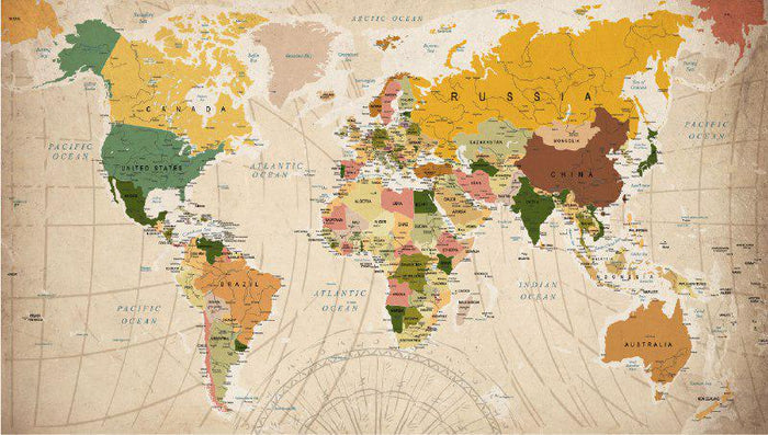World Map Peel and Stick Wallpaper: Modern Office Wall Mural