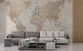 World Map Wallpaper Mural: Brown Tones, Peel and Stick