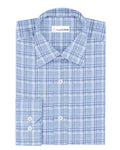 Zegna: Light Blue Tartan Checks Seersucker